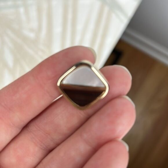 Midcentury Modern Gold Cufflinks - Etsy Cufflinks, mid century, modern, white, brown, and gold